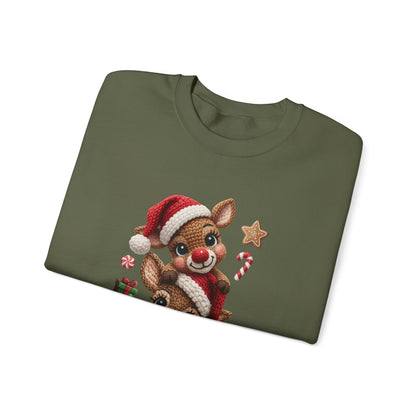Cute Yarn Reindeer Unisex Heavy Blend™ Crewneck Sweatshirt