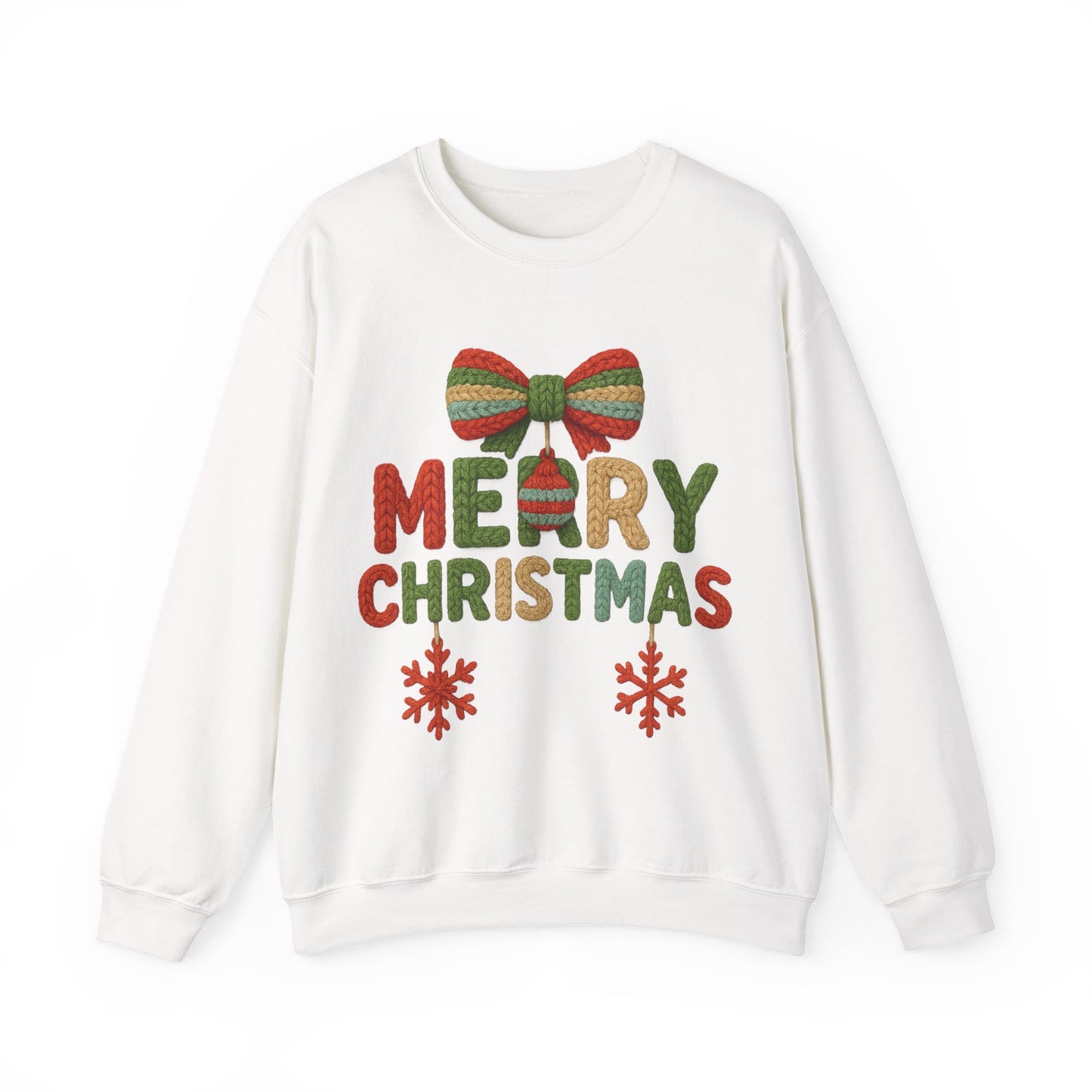 Faux Yarn Merry Christmas Unisex Heavy Blend™ Crewneck Sweatshirt