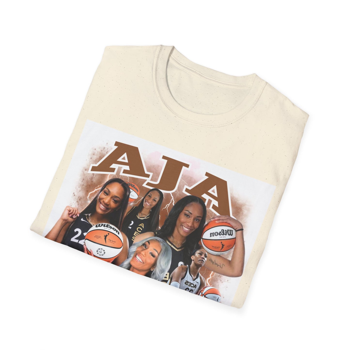 A Wilson basketball collage, white Unisex Softstyle T-Shirt
