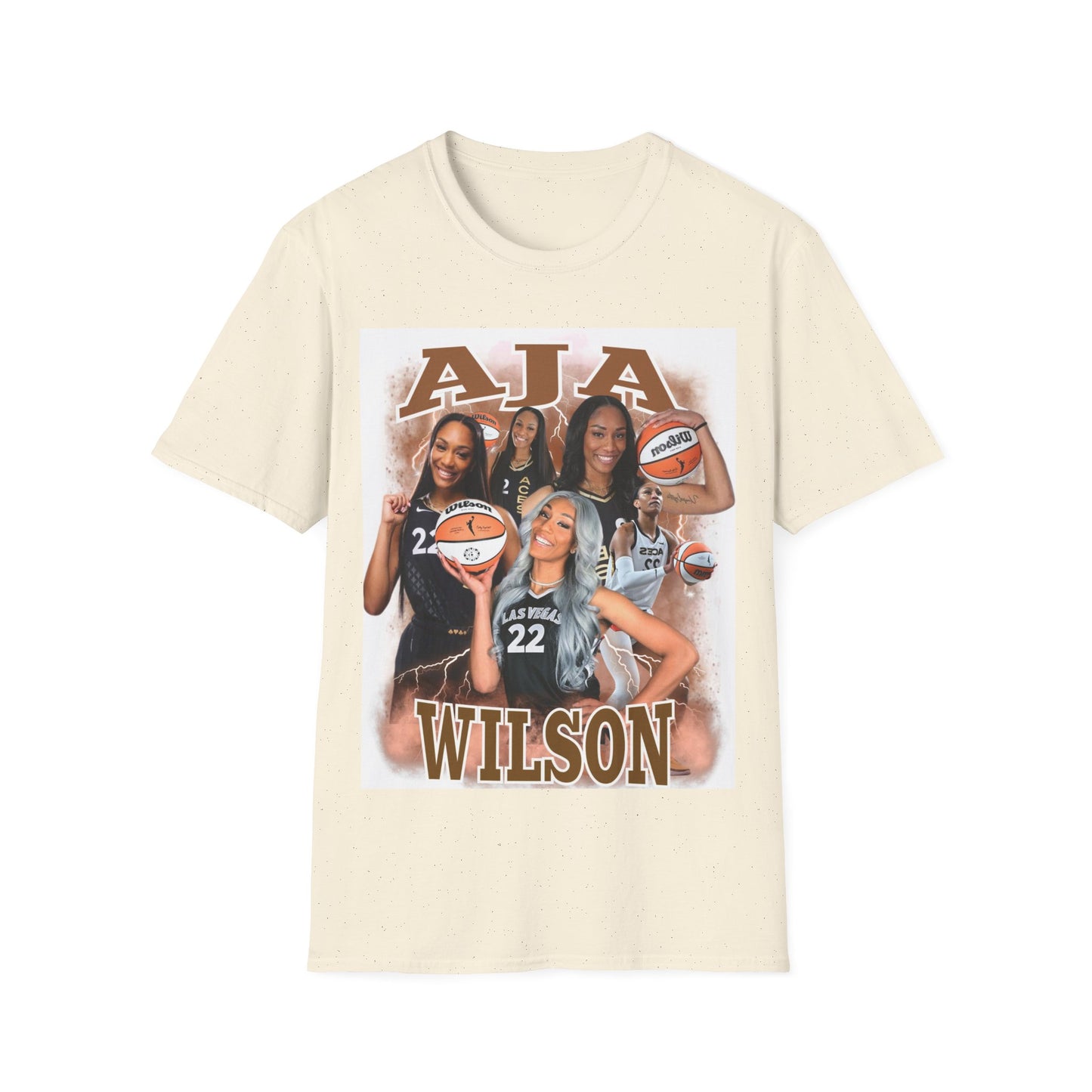 A Wilson basketball collage, white Unisex Softstyle T-Shirt