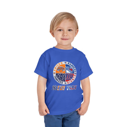 NY Teams nyy nyk nyg nyr Toddler Short Sleeve Tee