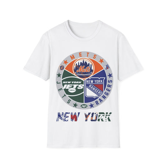 NY sports teams nym nyr nyj Unisex Softstyle T-Shirt