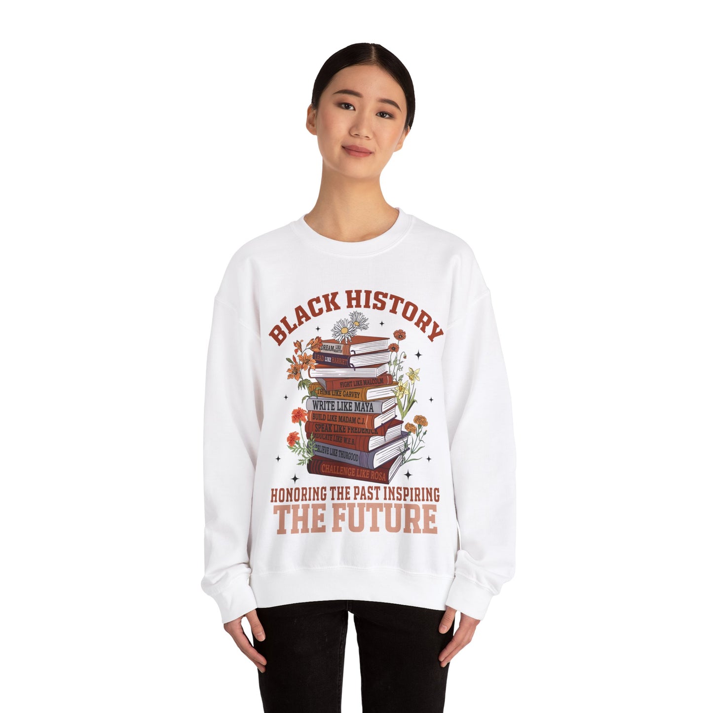 Black History book stacks 2 Unisex Heavy Blend™ Crewneck Sweatshirt