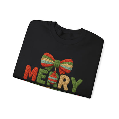 Faux Yarn Merry Christmas Unisex Heavy Blend™ Crewneck Sweatshirt