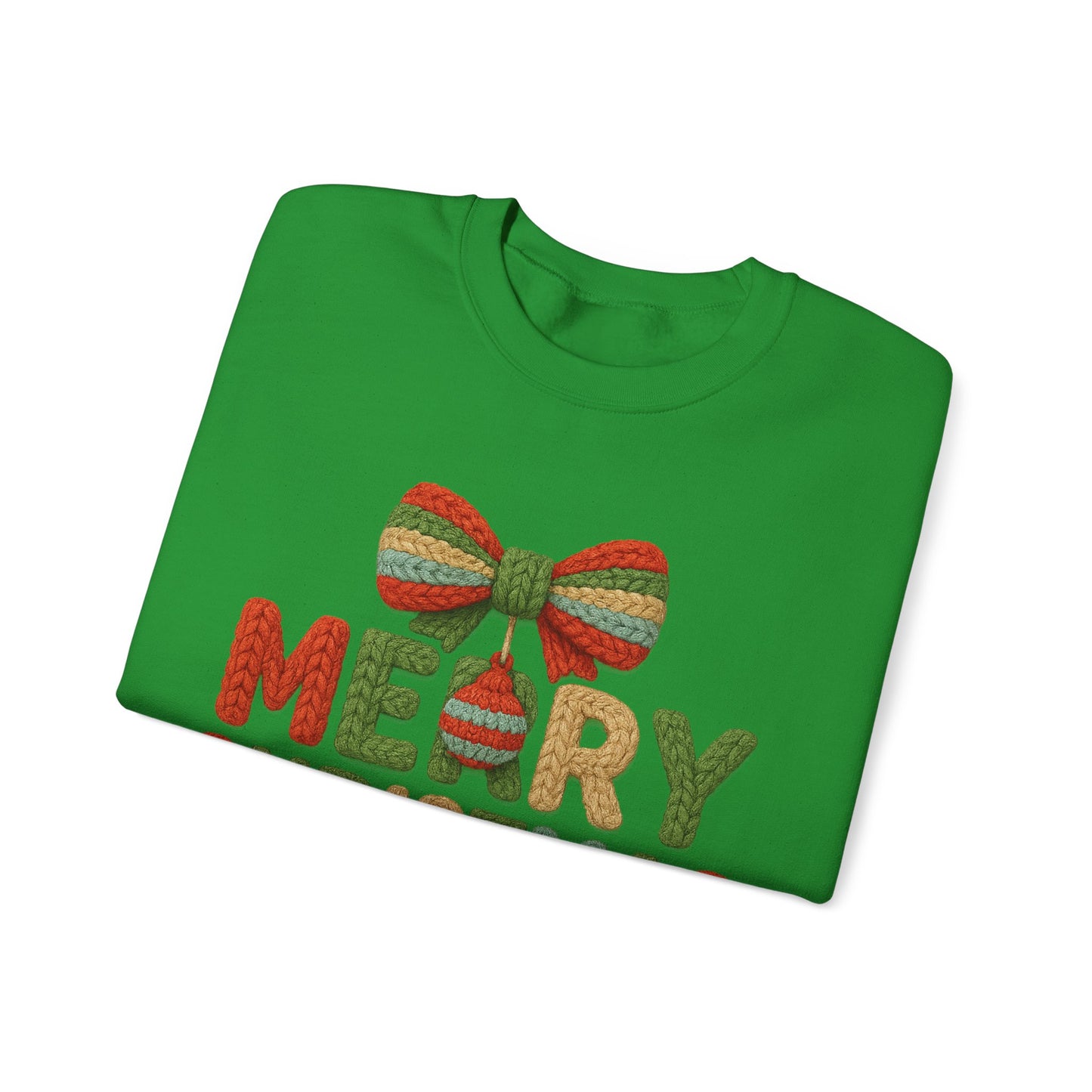 Faux Yarn Merry Christmas Unisex Heavy Blend™ Crewneck Sweatshirt