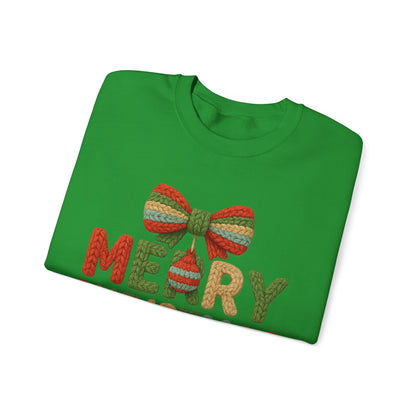 Faux Yarn Merry Christmas Unisex Heavy Blend™ Crewneck Sweatshirt
