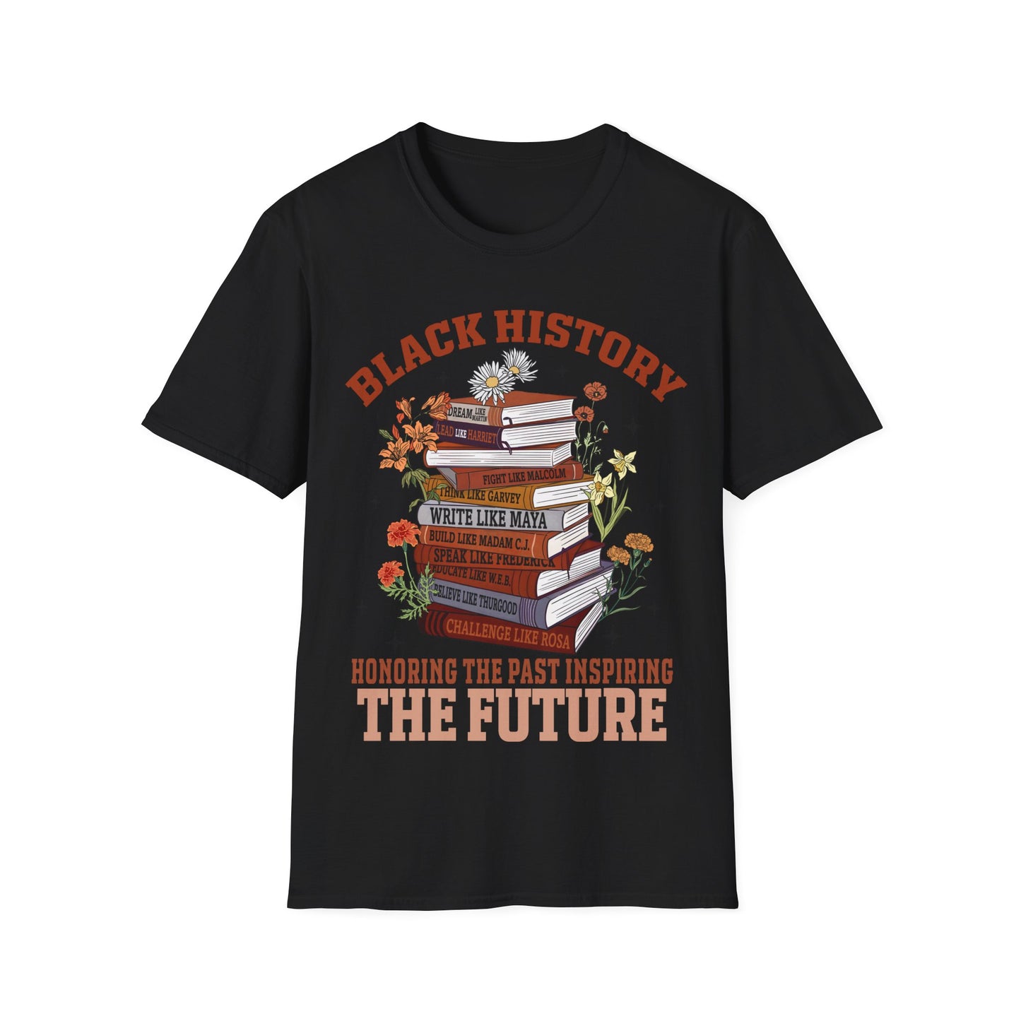 Black History book stack Unisex Softstyle T-Shirt