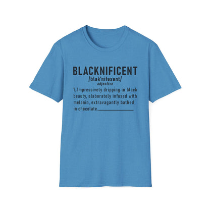 Blacknificent Unisex Softstyle T-Shirt | Inspirational Tee, Melanin Pride Shirt, Gift for Her/Him, Everyday Wear, Celebration Tee