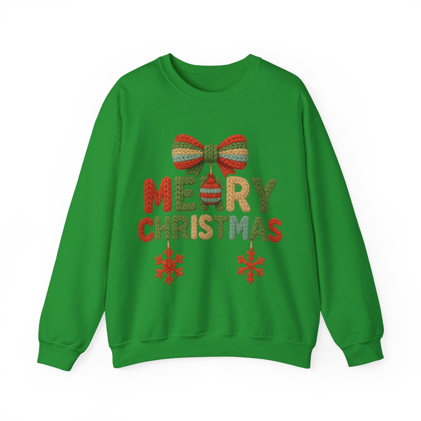 Faux Yarn Merry Christmas Unisex Heavy Blend™ Crewneck Sweatshirt