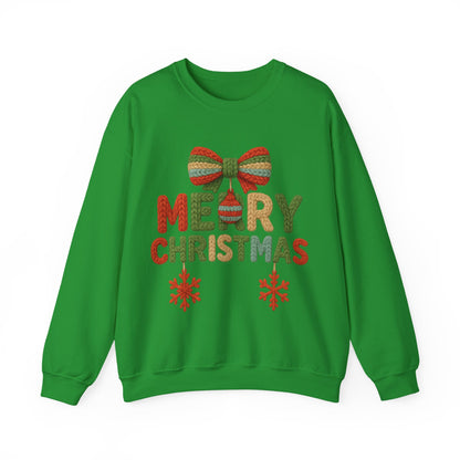Faux Yarn Merry Christmas Unisex Heavy Blend™ Crewneck Sweatshirt
