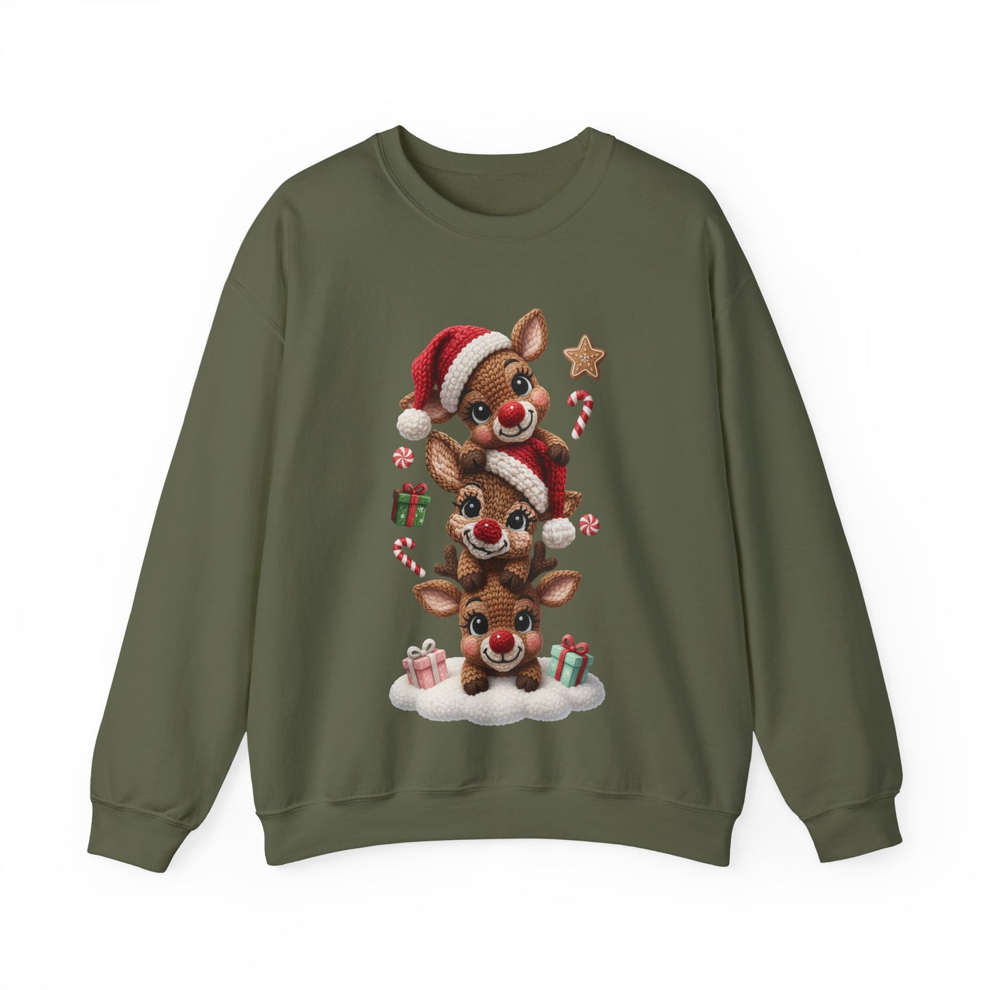 Cute Yarn Reindeer Unisex Heavy Blend™ Crewneck Sweatshirt