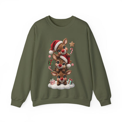 Cute Yarn Reindeer Unisex Heavy Blend™ Crewneck Sweatshirt