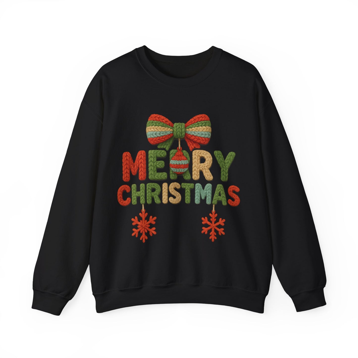Faux Yarn Merry Christmas Unisex Heavy Blend™ Crewneck Sweatshirt