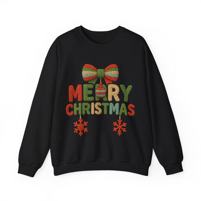 Faux Yarn Merry Christmas Unisex Heavy Blend™ Crewneck Sweatshirt