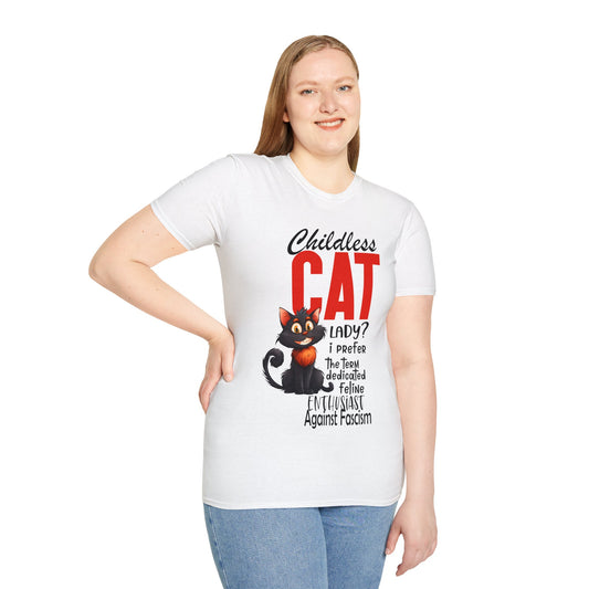 Childless cat lady Unisex Softstyle T-Shirt