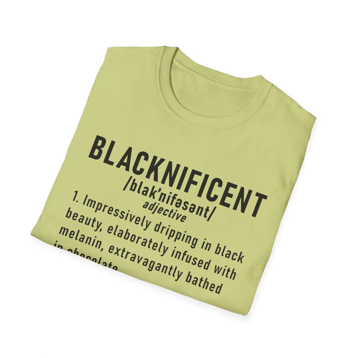 Blacknificent Unisex Softstyle T-Shirt | Inspirational Tee, Melanin Pride Shirt, Gift for Her/Him, Everyday Wear, Celebration Tee