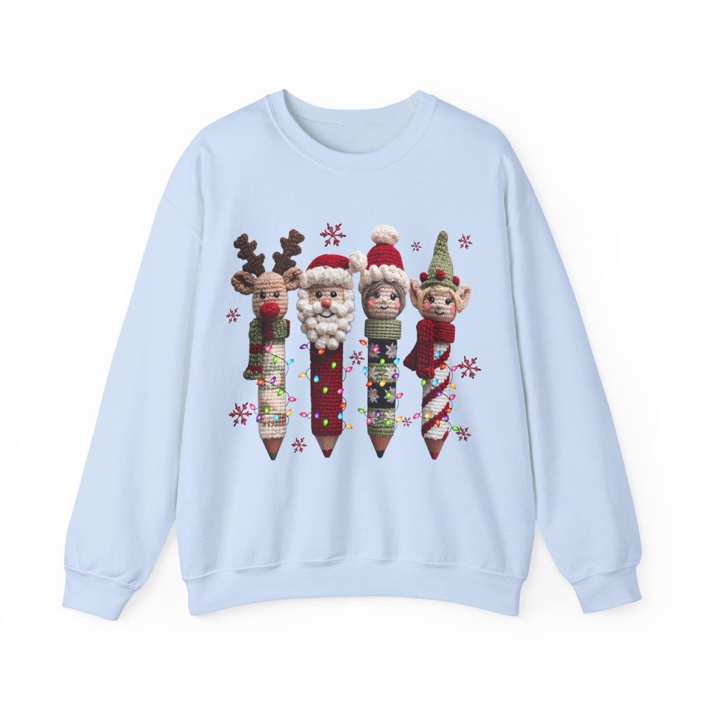 Knitted Teacher Christmas Pencil Unisex Heavy Blend™ Crewneck Sweatshirt