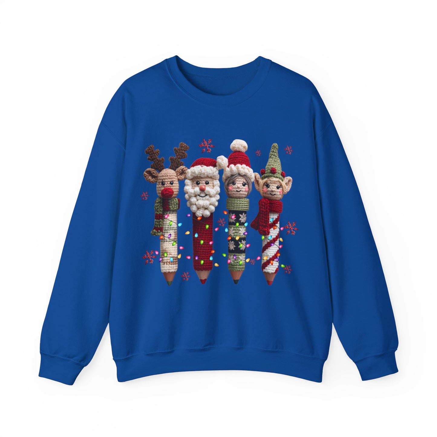 Knitted Teacher Christmas Pencil Unisex Heavy Blend™ Crewneck Sweatshirt