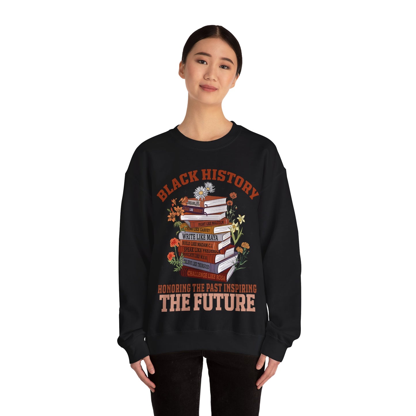 Black History book stacks 2 Unisex Heavy Blend™ Crewneck Sweatshirt