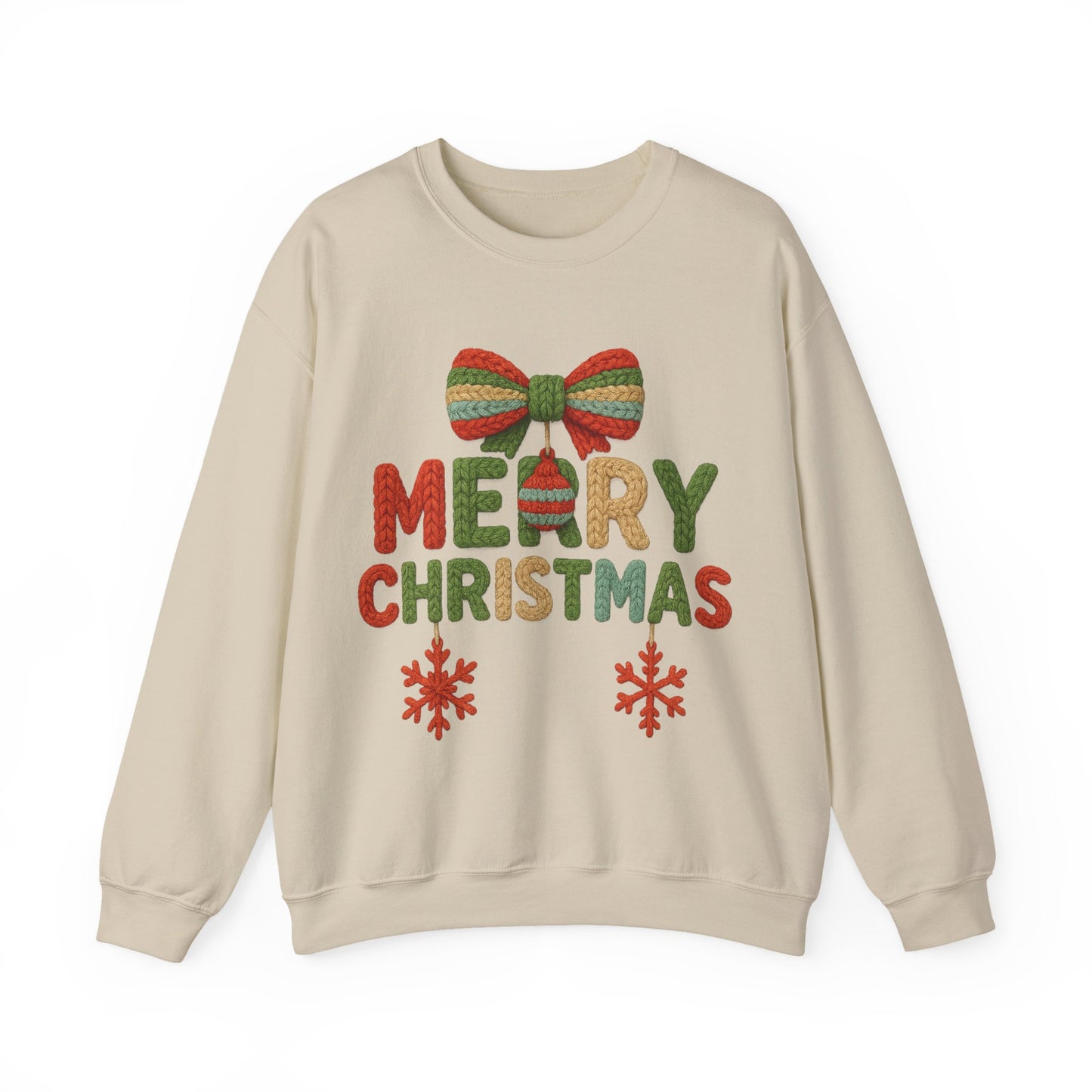 Faux Yarn Merry Christmas Unisex Heavy Blend™ Crewneck Sweatshirt