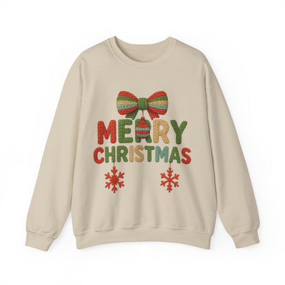 Faux Yarn Merry Christmas Unisex Heavy Blend™ Crewneck Sweatshirt