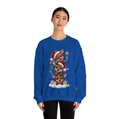 Cute Yarn Reindeer Unisex Heavy Blend™ Crewneck Sweatshirt