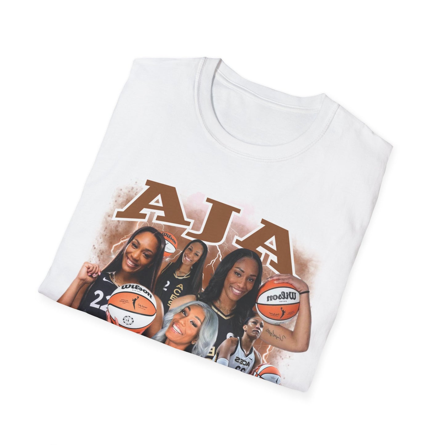 A Wilson basketball collage, white Unisex Softstyle T-Shirt