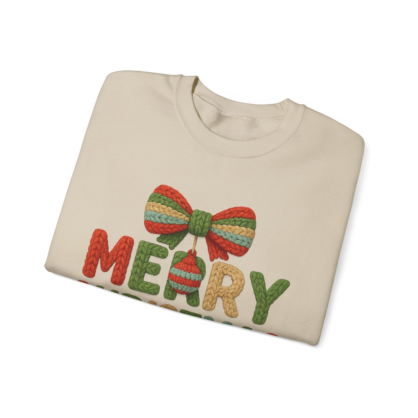 Faux Yarn Merry Christmas Unisex Heavy Blend™ Crewneck Sweatshirt