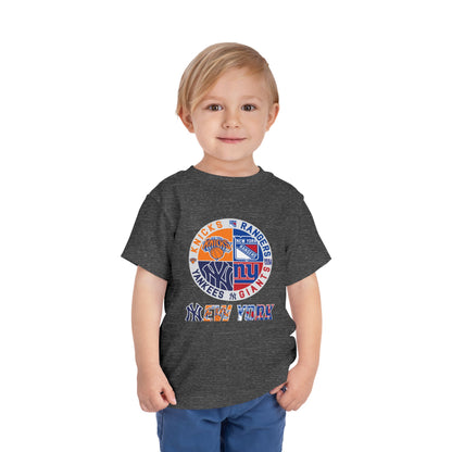 NY Teams nyy nyk nyg nyr Toddler Short Sleeve Tee