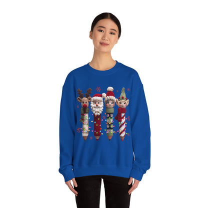 Knitted Teacher Christmas Pencil Unisex Heavy Blend™ Crewneck Sweatshirt