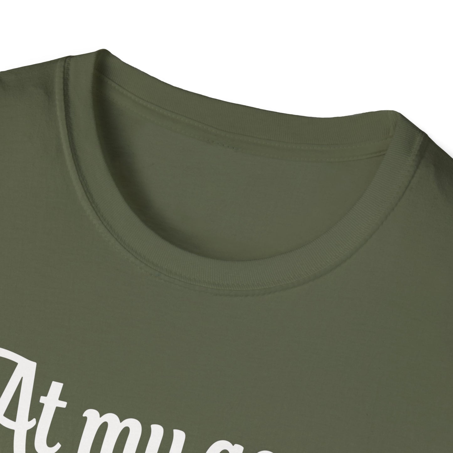 At my age I need glasses(white) Unisex Softstyle T-Shirt