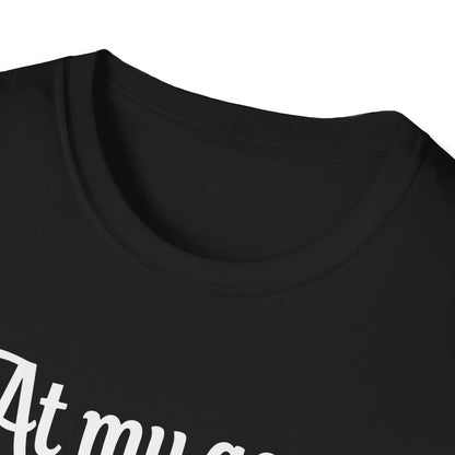 At my age I need glasses(white) Unisex Softstyle T-Shirt