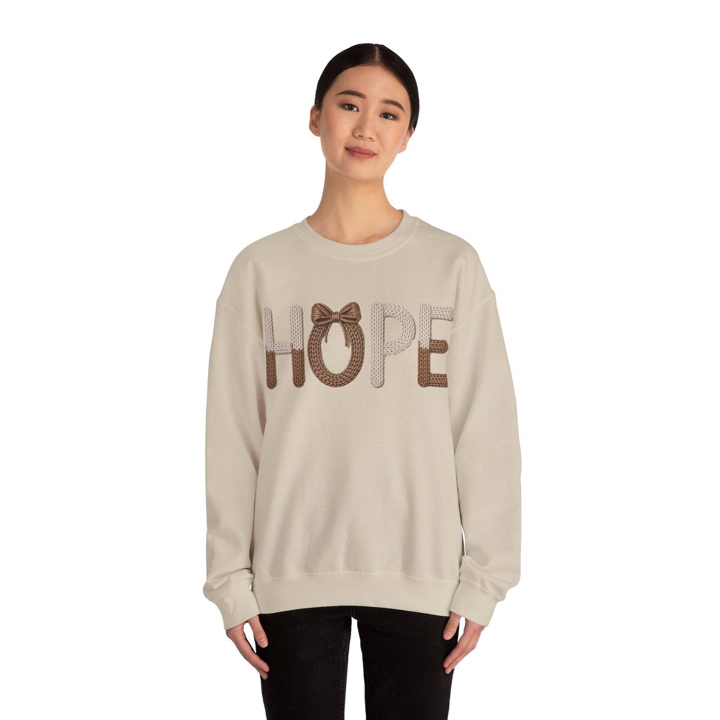 Hope Faux Yarn Unisex Heavy Blend™ Crewneck Sweatshirt