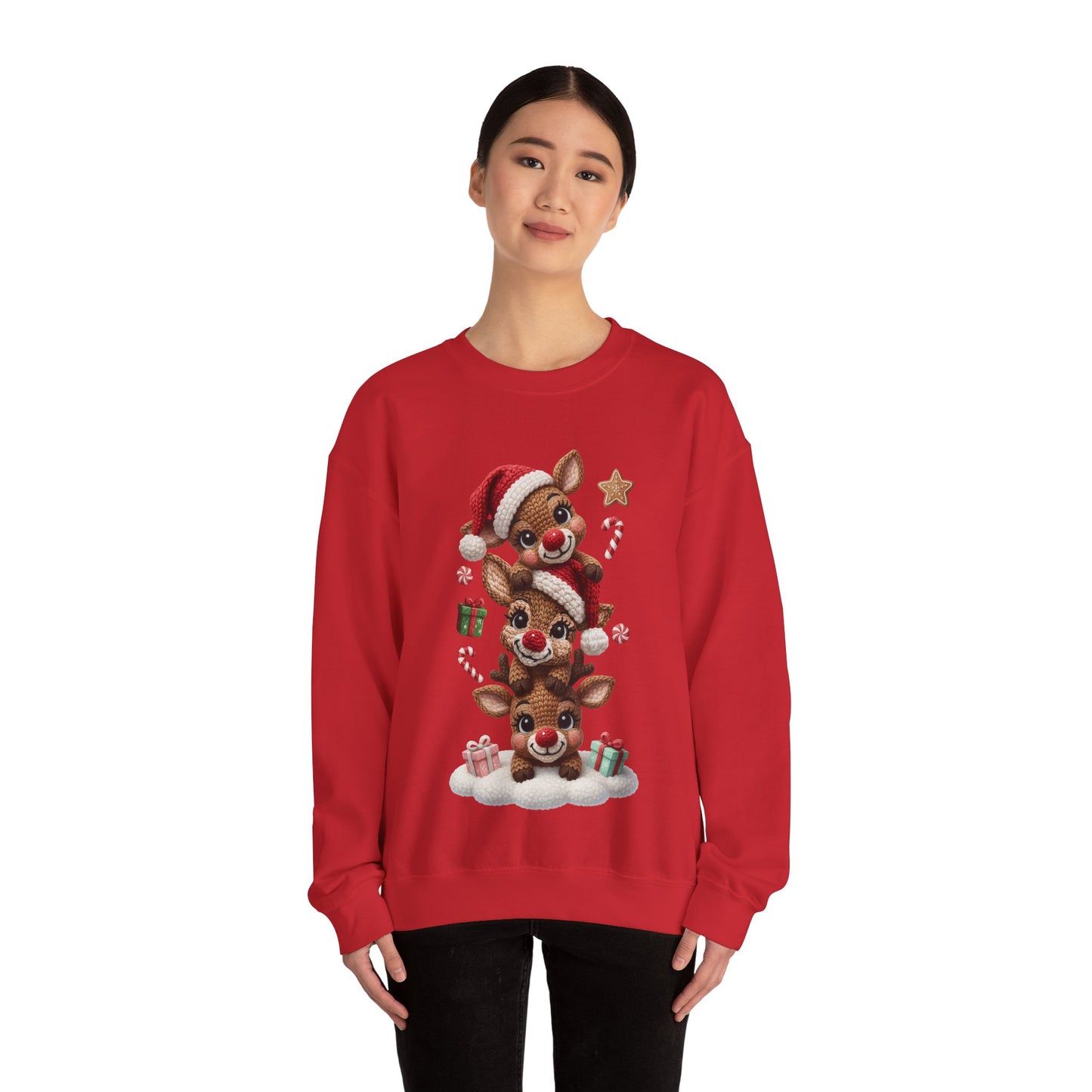 Cute Yarn Reindeer Unisex Heavy Blend™ Crewneck Sweatshirt