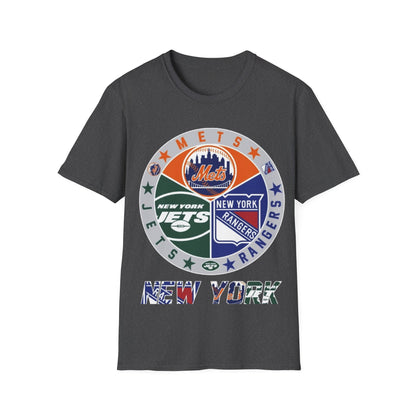 NY sports teams nym nyr nyj Unisex Softstyle T-Shirt