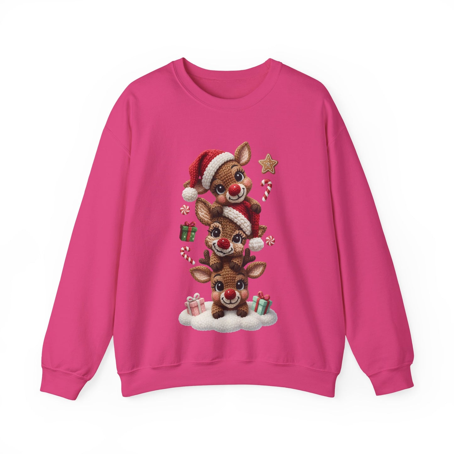 Cute Yarn Reindeer Unisex Heavy Blend™ Crewneck Sweatshirt