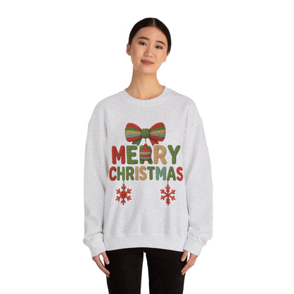 Faux Yarn Merry Christmas Unisex Heavy Blend™ Crewneck Sweatshirt