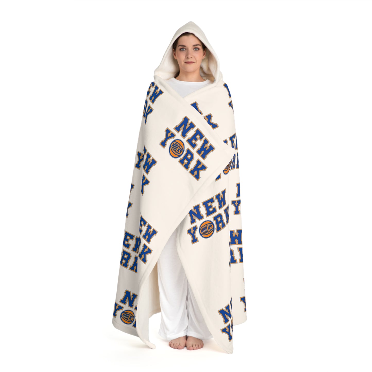 NY Hooded Sherpa Fleece Blanket